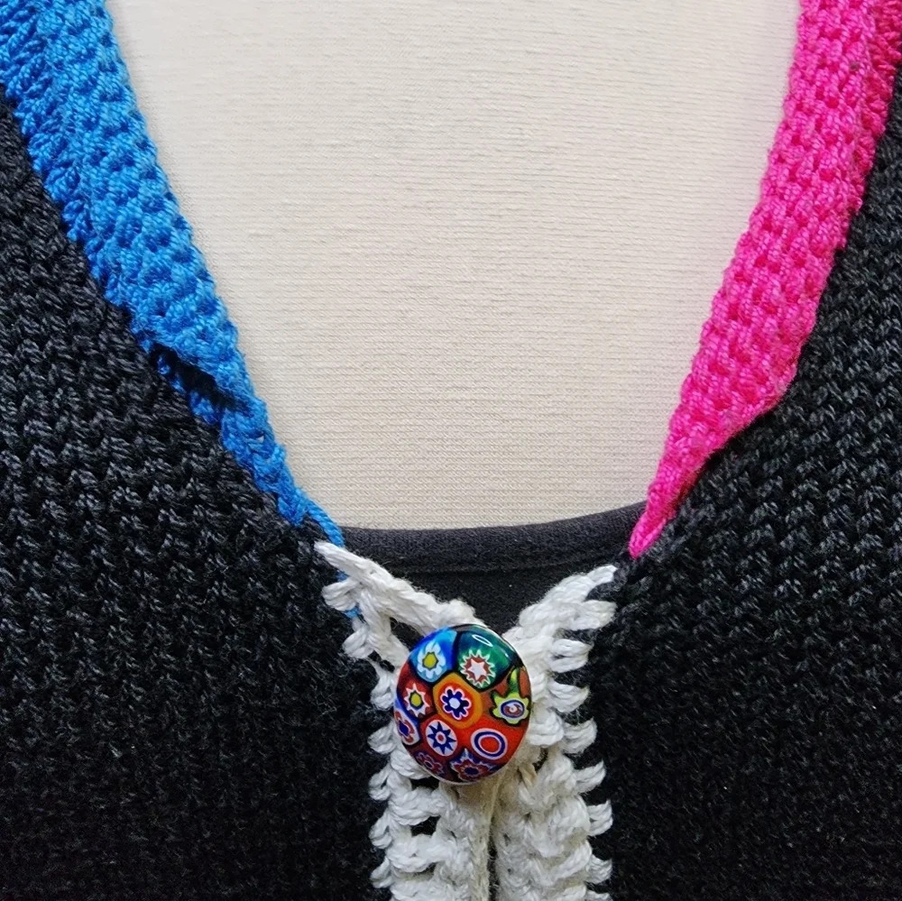 Vintage Ani Barrie Size Large Buttom Up Cardigan Sweater Black - Picture 2 of 12